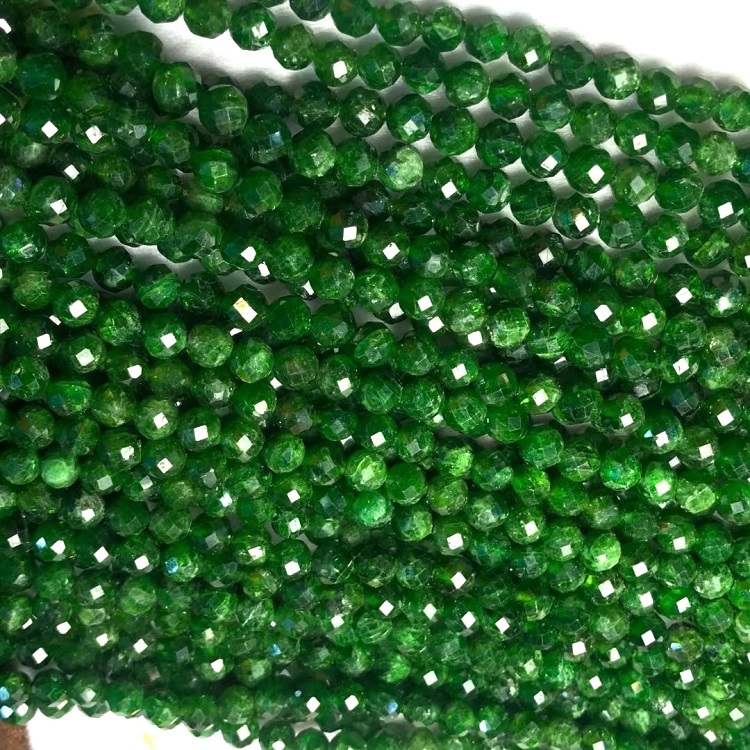 Natural Russia Diopside Faceted Rondlle Beads length 16 inch
