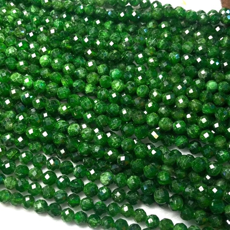 Natural Russia Diopside Faceted Rondlle Beads length 16 inch